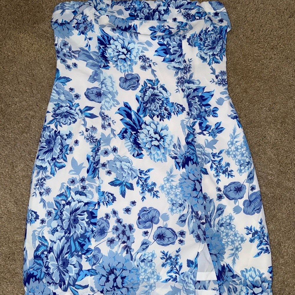 That’s so fetch mini blue and white dress